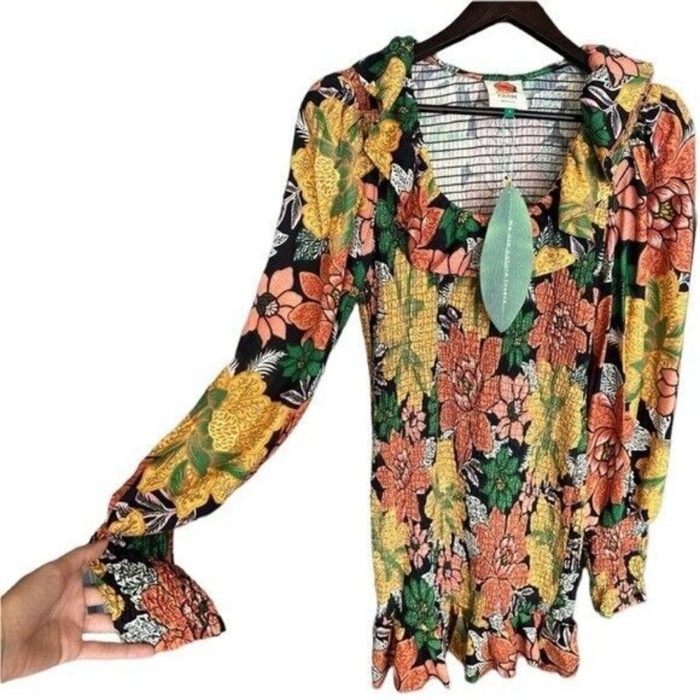 Farm Rio Black  Garden Lenzing Ecovero Viscose Mini Size Small Dress NWT - Picture 5 of 10